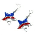 thumbnail image 3 of karymi Patriotic Flag Drop Earrings 3x1.5 Inch Red White Blue Alloy Pendant Dangle Earrings for Women 4th of July Independence Day Jewelry Gift Party Accessories Home Decor, 3 of 4
