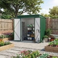 thumbnail image 7 of 6' x 4' Outdoor Storage Shed - Anti-Corrosion Metal, Double Lockable Doors, Waterproof UV-Proof, Outdoor Storage for Backyard/Patio/Lawn, Green, 7 of 7