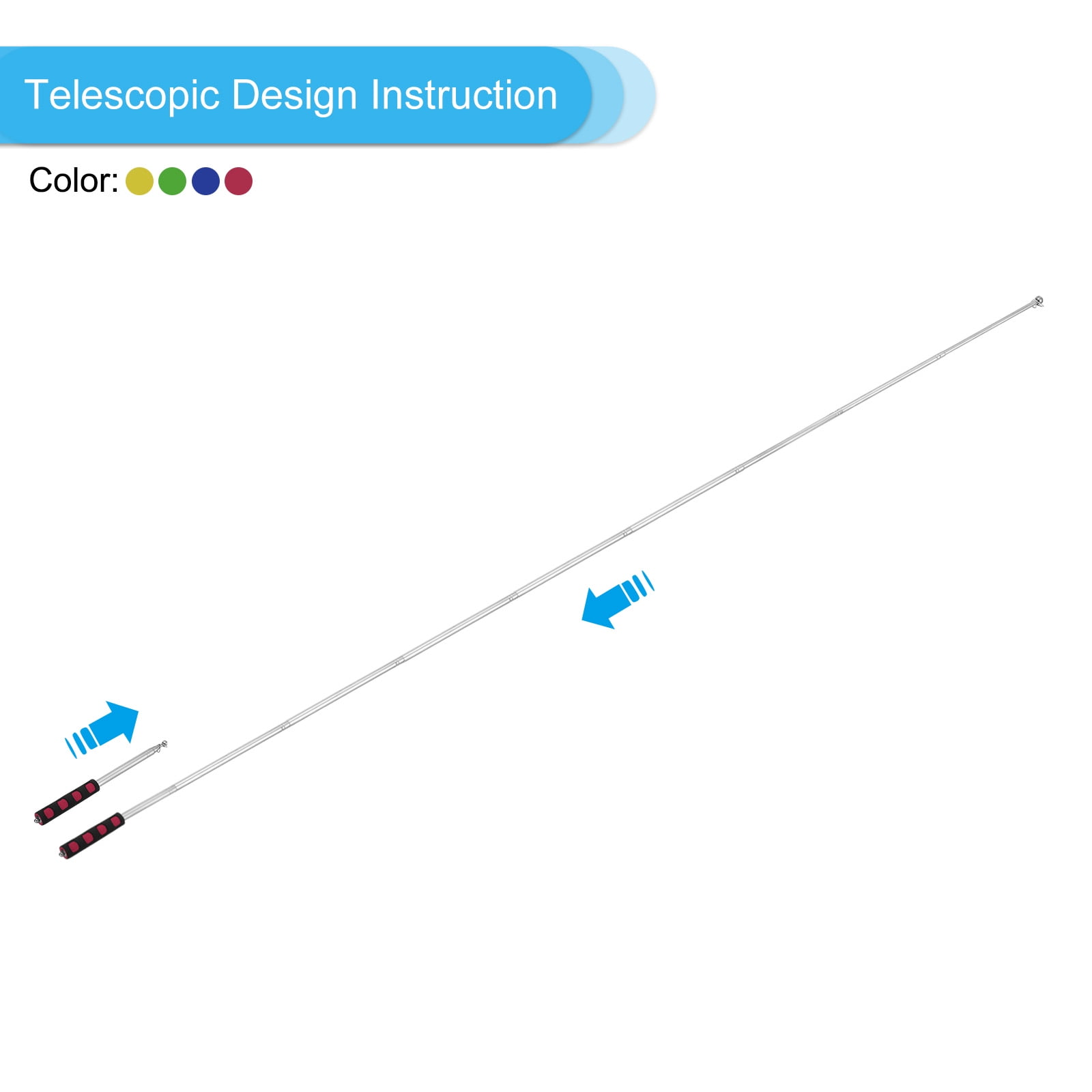 Unique Bargains Telescopic Handheld Flagpoles Pointer Stick with Sponge Handle 2M/6.5ft