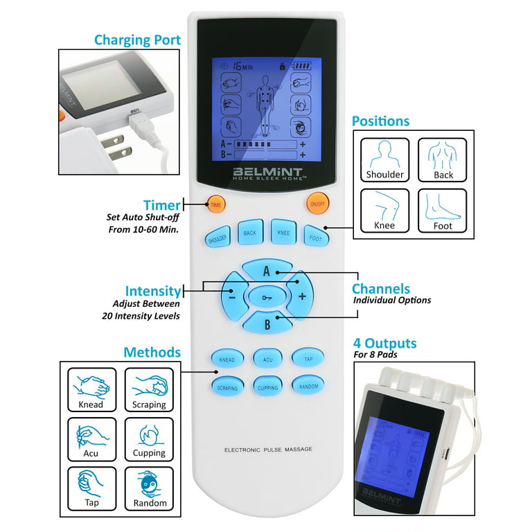 Belmint Tens Unit Tens Massager Electrical Stimulation Muscle Therapy Pain  Relief : Target