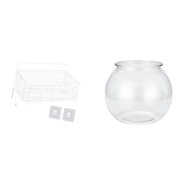 Cesta de almacenamiento colgante,Cesta de almacenamiento para gabinete organizador de pared colgante,Acuario de escritorio,Pecera pequeña transparente,pecera,jarrón,mesa,Tanque de peces