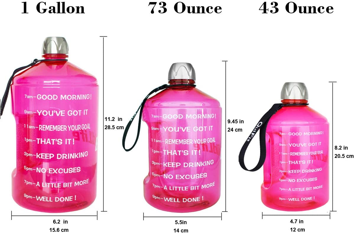 Pink-Blue, 1 Gallon BuildLife Gallon Motivational Water Bottle Fitness Workout with Time Marker /& Straw Drink More Daily Clear BPA-Free Large 128OZ Capacity Gym Camping Outdoor Sports