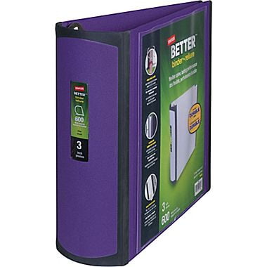 staples better 3 inch slant d 3 ring view binder purple 3 inch binder