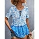 thumbnail image 4 of Top Con Cuello En V Top Estampado Top De Manga Corta Top De Verano Para Mujer Top Con Cuello En V Estampado De Manga Corta Con Cinturón Agradable A La Piel Transpirable Casual Top, 4 of 6