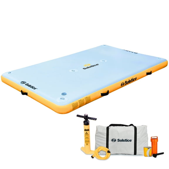 Open Box Solstice 8x5' Inflatable Floating Dock Rafting Platform w/Pump & Bag