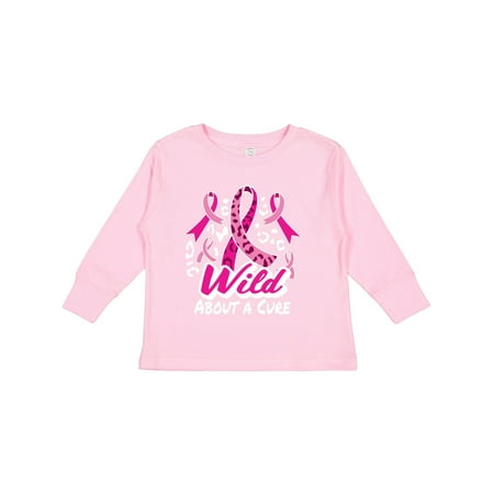 

Inktastic Breast Cancer Awareness Wild About a Cure Gift Toddler Boy or Toddler Girl Long Sleeve T-Shirt