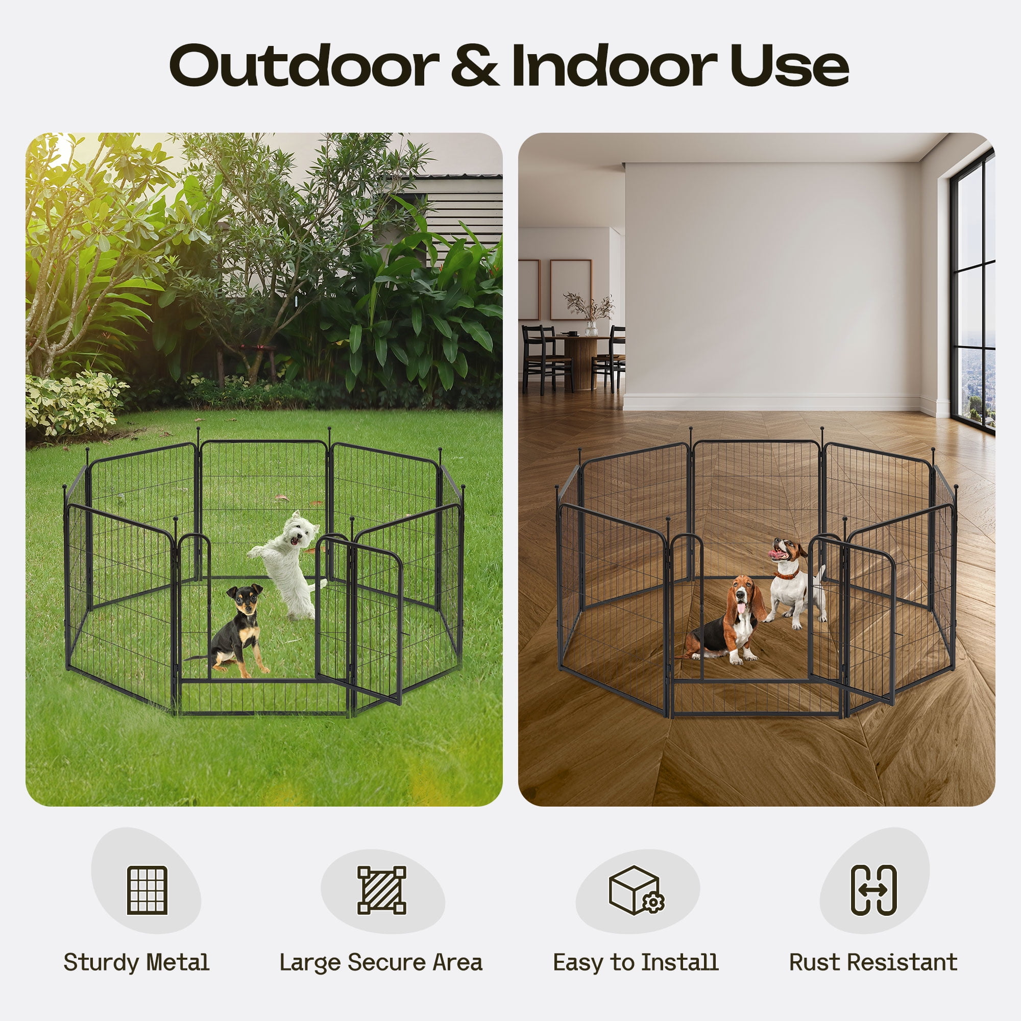 Naipo Dog Playpen Indoor, 8 Panel 32" Heavy Duty Dog Fence, Puppy Playpen, Rabbit Exercise Pen ,Portable House/RV/Camping/Garden Cage