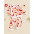 thumbnail image 3 of Suealasg Toddler Girl Fall Tracksuit Outfits 6M 1T 2T 3T Floral Print Crew Neck Long Sleeve Sweatshirts and Long Pants 2Pcs Casual Autumn Clothes for Baby Girl, 3 of 7