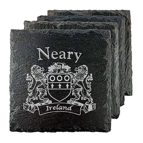 Neary Irish Coat of Arms Slate Coasters - Set of 4