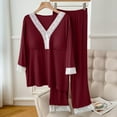 thumbnail image 2 of Pajamas for Women Set Long Sleeve Sleepwear Pants Loungewear V-Neck Button Down Tops with Bra Pad Pjs Suits (Red XL), 2 of 4