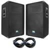 Seismic Audio Pair of 15" DJ Speakers and 35' Speaker Cables - 15" Band Karaoke Loudspeakers - SA-15T-PKG22