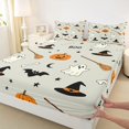 thumbnail image 4 of Homewish Ghost Witch Hat Broom Queen Sheets for Kids, Halloween Fall Pumpkin Queen Sheet Sets, 4-Piece, 1 Flat Sheet, 1 Fitted Sheet and 2 Pillowcases, 4 of 5