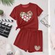 thumbnail image 2 of Vestido de manga corta para niños Día de San Patricio impreso de dos piezas Conjunto de cuello redondo con pantalones cortos, blusa de manga corta, 2 of 6