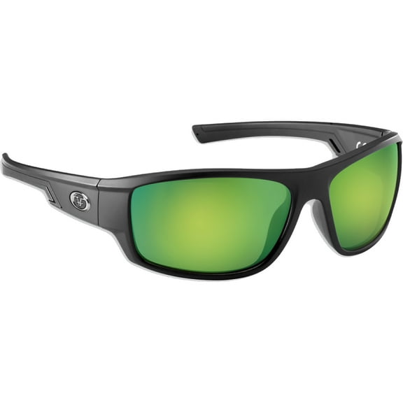 Flying Fisherman Reefline Polarized Sunglasses - Matte Black/Amber Green Mirror