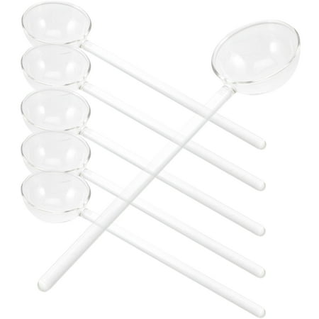 

6Pcs Long Handle Glass Spoons Heat Resistant Dessert Spoon for Restaurant Home