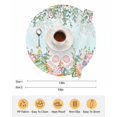 thumbnail image 6 of 13 Inch Round Placemats Set of 4, Cute Easter Bunny Non Slip Heat Insulation PP Table Mats, Eucalyptus Leaves Colorful Eggs Teal Washable Place Mats for Kitchen Dining Party Table Decor, 6 of 7