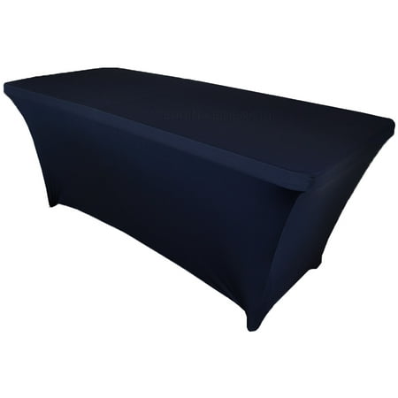 

Wedding Linens Inc. (200 GSM) Premium 6 FT Rectangular Spandex Stretch Fitted Table Cover Tablecloths - Navy Blue