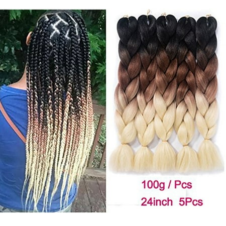 NK Beasuty Braiding Hair Extensions Synthetic Fiber for Twist Jumbo Ombre Braiding Hair 24inch 3-5pcs/lot (The Best Ombre Hair)