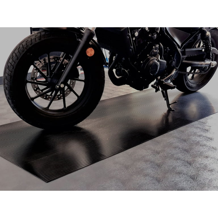 G-Floor 3' x 8' Ribbed Motorcycle Mat - Midnight Black