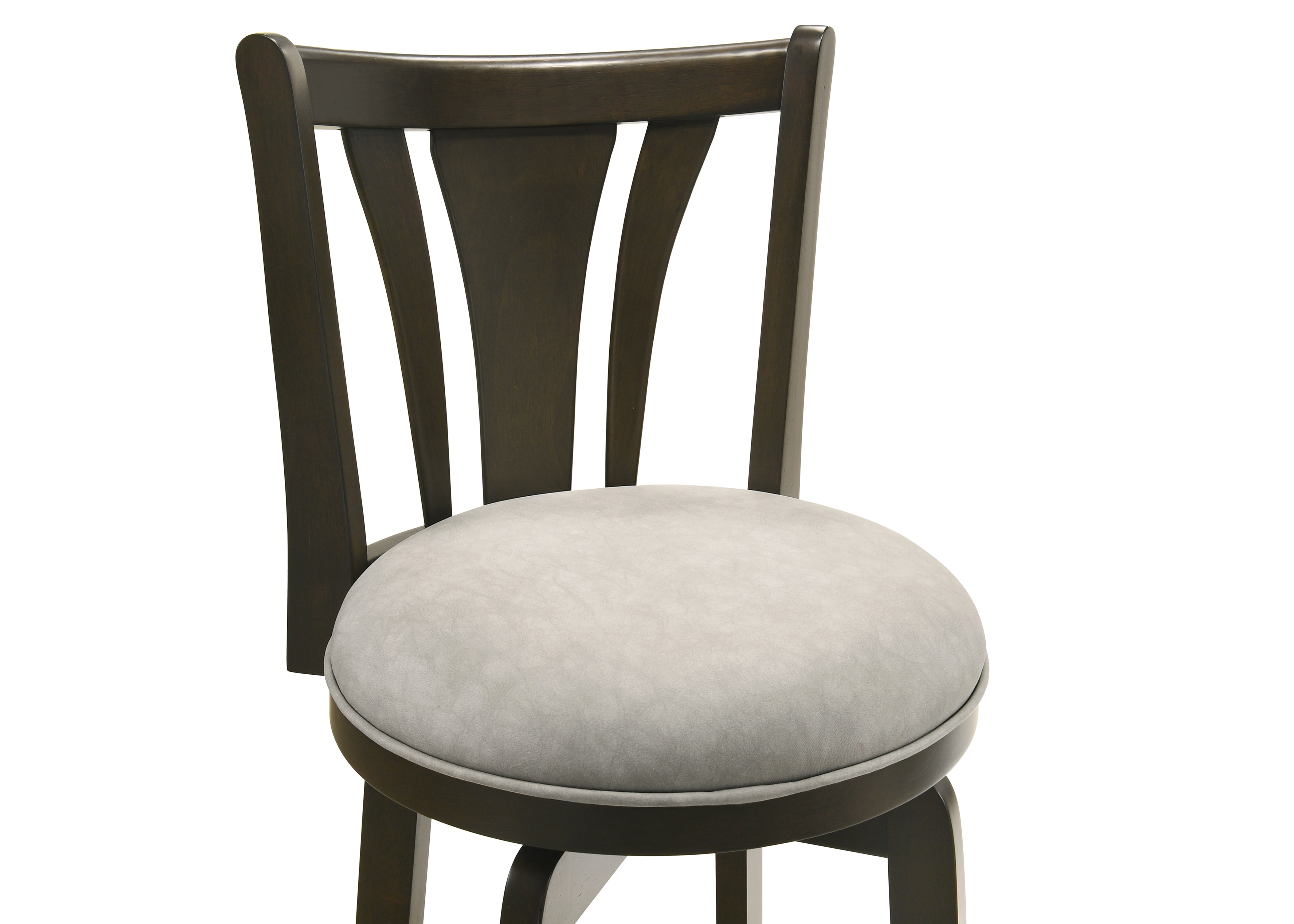 Elle 30 in. Dark Roast Bar Height Rubberwood Swivel Barstool with Grey Fabric Seat - Set of 3