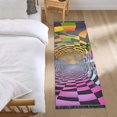 thumbnail image 3 of Yayeee Runner Rug for Bedroom 2'x6' Machine Washable Hallway Non Slip Mat, Green Wavy Plaid, 3 of 8
