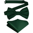 thumbnail image 1 of LAICAIW Mens Solid Color Double Fold Pre-tied Bow Tie and Pocket Square Set, 1 of 7