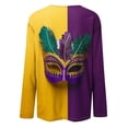 thumbnail image 4 of Oplxuo Mardi Gras Shirt Women Sequin Bling Glitter Carnival Outfits Long Sleeve Cute Tops Round Neck Trendy Mask Print Blouses, 4 of 4
