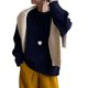 thumbnail image 3 of Suéteres de Cuello Redondo para Mujer, Larga, Holgados, Informales, para Otoño Azul Marino Talla Única, 3 of 9