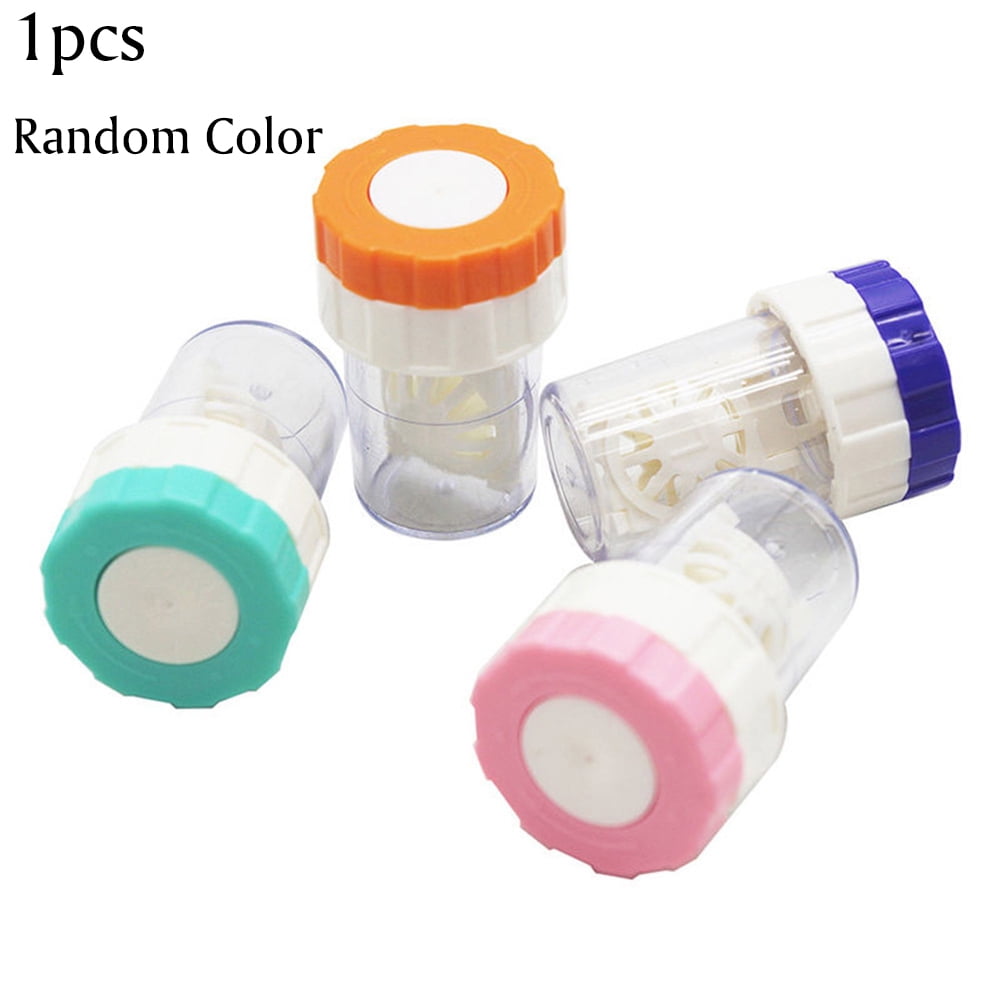 huntermoon 1Pc Rotatable Manual Contact Lens Cleaner Washer Cleaning Colored Lenses Case Eyes Care Kit Holder Container（Random Color)