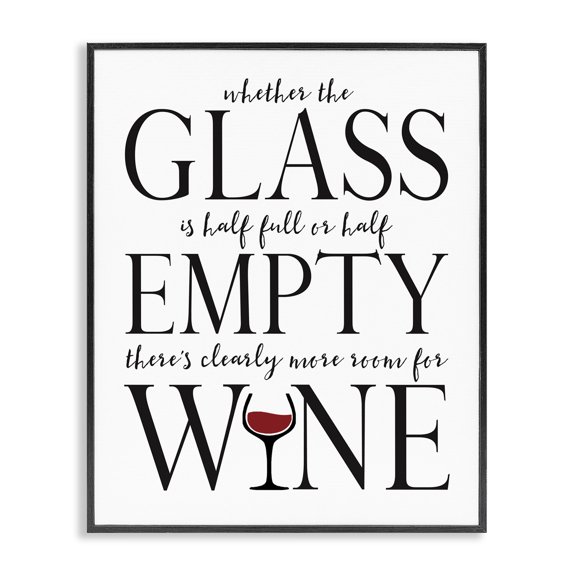 Stupell Industries Eclectic Half Empty or Full Room for Wine Phrase Black Framed Giclee Art, 11 x 14, by Stephanie Workman Marrott