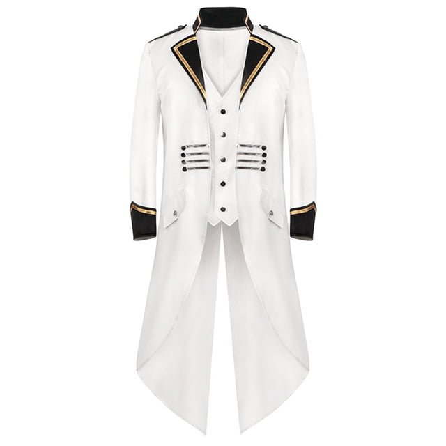 KIHOUT Manteaux d'Hiver Chauds pour Hommes Manteau Queue-de-Pie Gothique Steampunk Rétro Manteau Queue-de-Pie Médiéval à Revers Robe de Cour Manteau Coupe Ajustée, Taille m-3TG