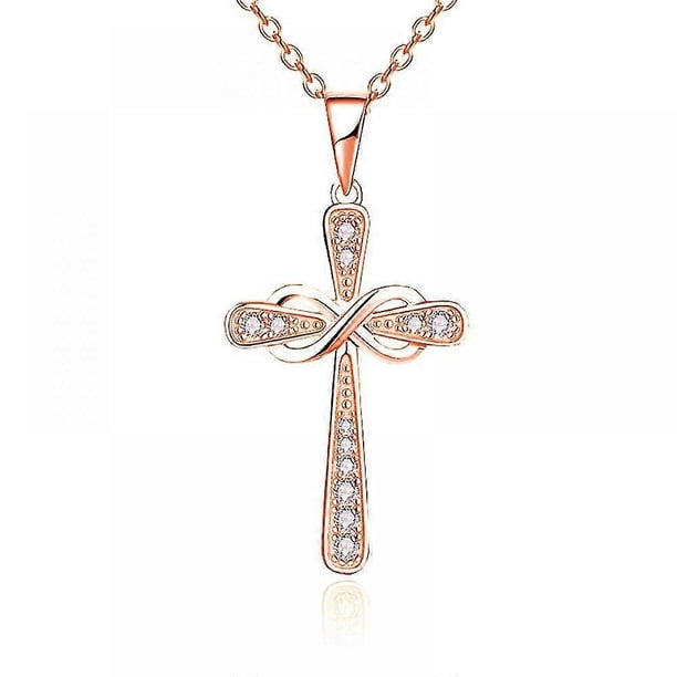 Cross Necklace 925 Sterling Silver Infinite Pendant Religious Jewelry Christian Baptist, Classical Fashion.