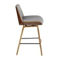 thumbnail image 2 of Corazza Mid-Century Modern Counter Stool in Walnut Wood and Light Grey Fabric by LumiSource, 2 of 7