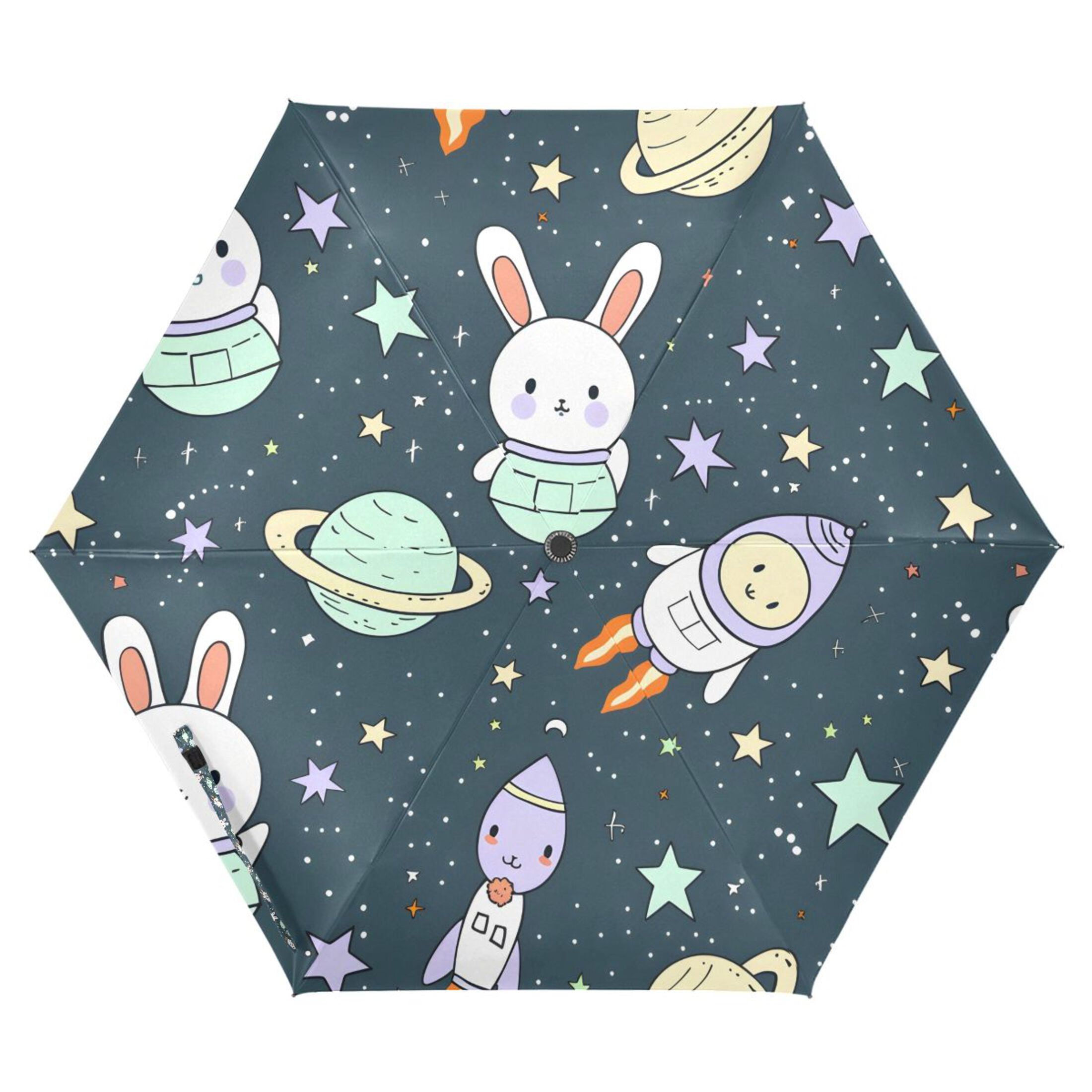 Cartoon Rabbit Star Planet Compact Sun Umbrella Windproof Travel Umbrellas for Rain Strong Portable UV Protection