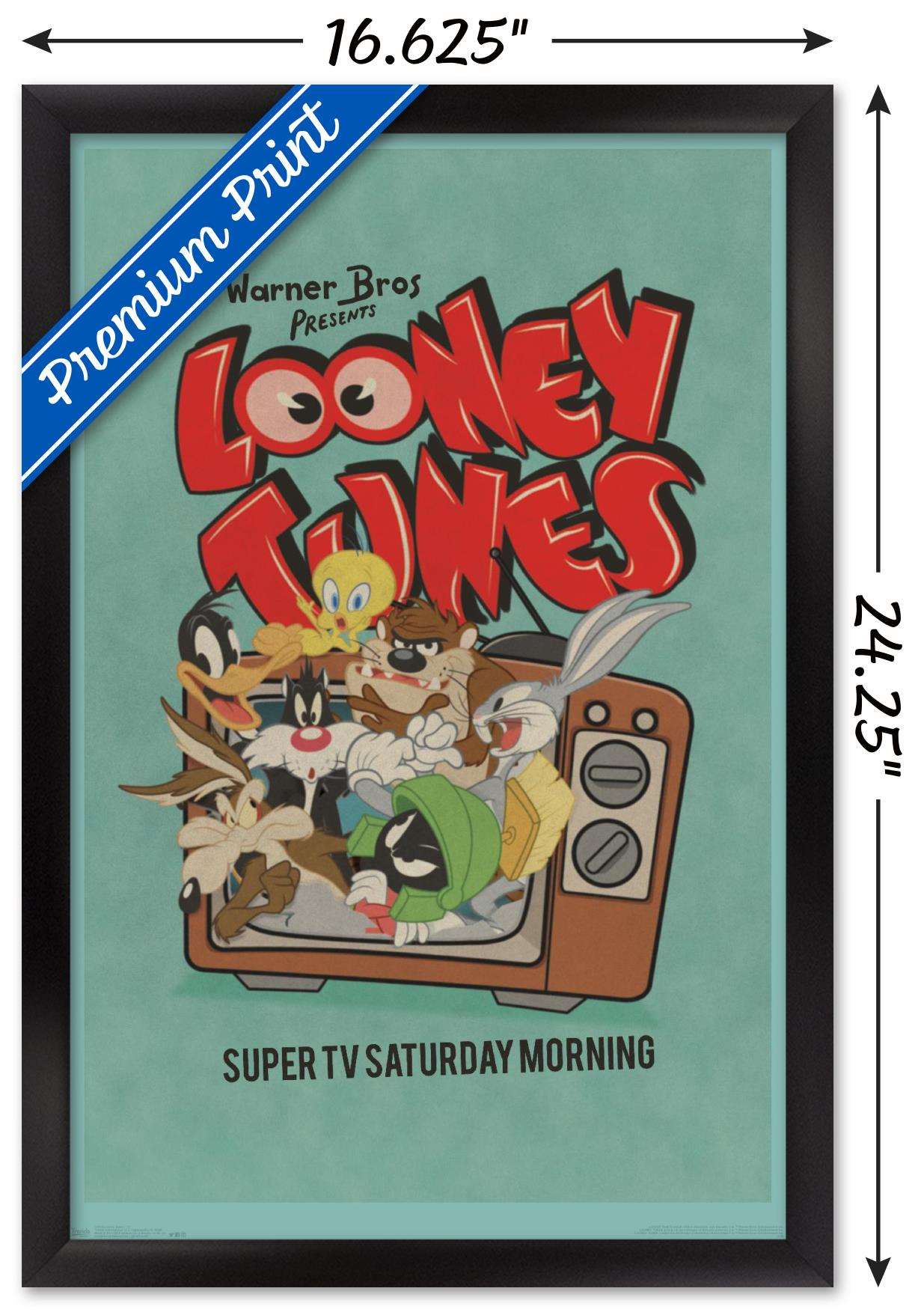 Looney Tunes - Group - Super TV Saturday Morning Wall Poster, 14.725" x 22.375", Framed