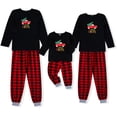 thumbnail image 4 of Sinhoon Matching Family Pajamas Sets Christmas Matching Holiday Pjs Letter Print Top and Plaid Pants Sleepwear (Black-Women/XXL), 4 of 7