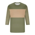 thumbnail image 4 of YLSDY Fashion Men's Plus Size Striped Shirts Trendy Color Block 2025 Summer Pullover Tops Casual Loose Round Neck Long Sleeve Shirt Army Green M, 4 of 4