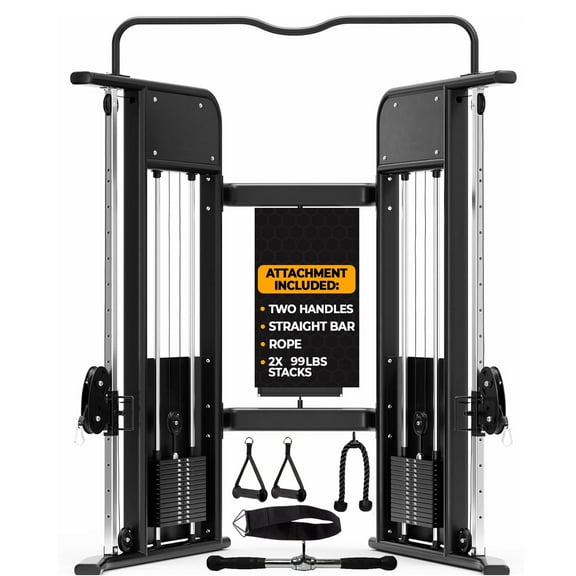 Functional Trainer Cable Machine - Adjustable Pulley System: Ultimate Workout Equipment Full-Body Strength, Flexibility, and Balance - Home and Commercial Gym - Dual Weight stacks Fitness Training