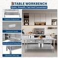 thumbnail image 3 of Table de Travail en Acier Inoxydable avec 3 Tiroirs de Rangement, Table de Préparation Commerciale Intérieure Extérieure avec Tablette Inférieure Réglable pour la Maison, Restaurant Cuisine, Bar, Hôtel, Garage, 3 of 8