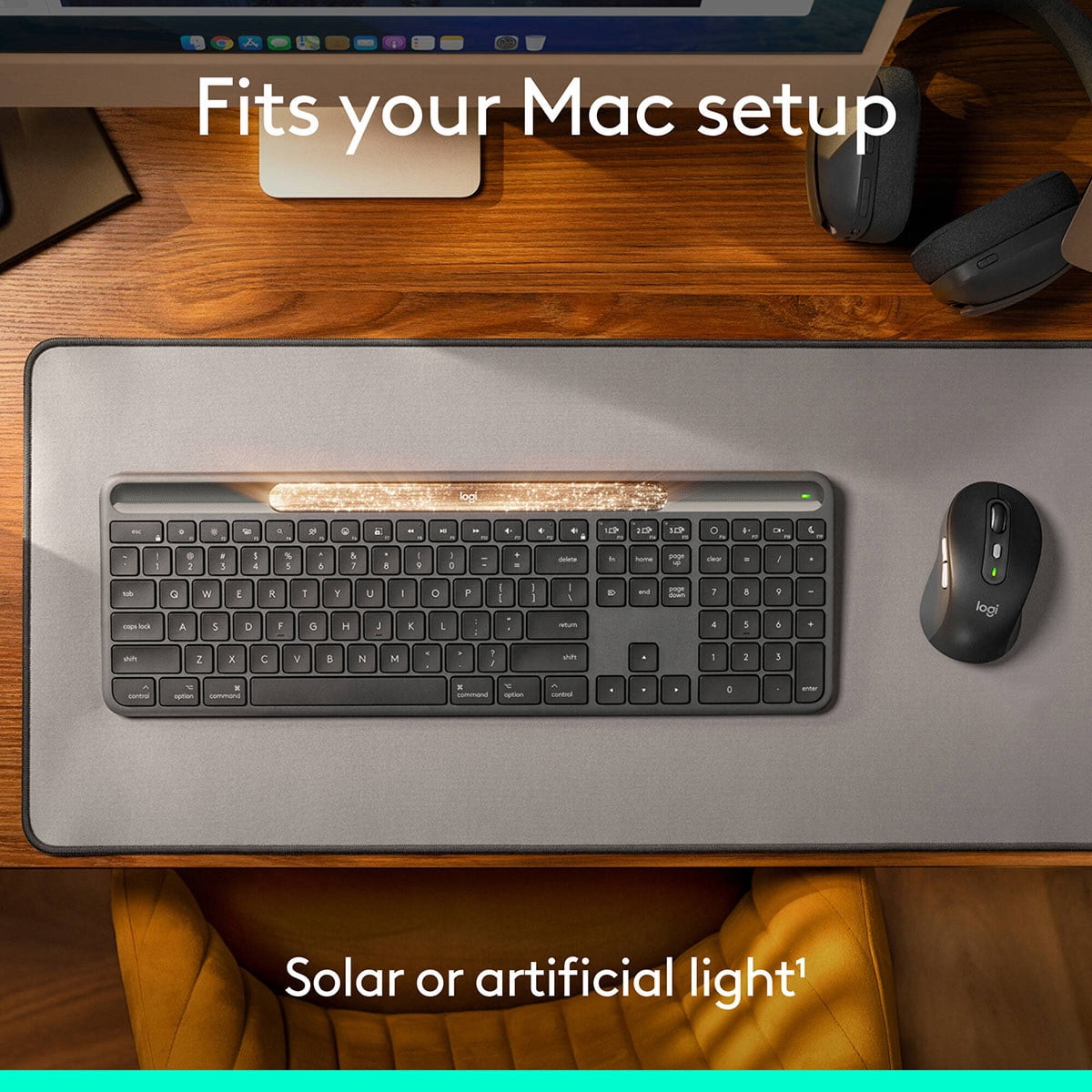 Logitech Signature Slim Solar+ K980 Wireless Keyboard for Mac, Graphite