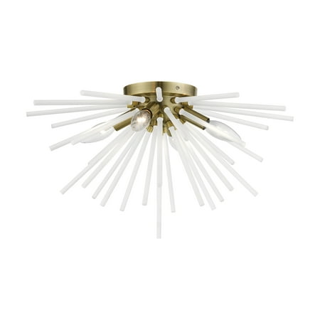 

Livex Lighting 48820 Uptown 4 Light 20 Wide Flush Mount Ceiling Fixture - Brass