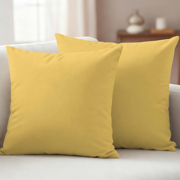 Pack of 2 Outdoor Pillow Covers,Waterproof Pure Yellow Throw Pillow Covers, Simple Solid Color Decorative Pillowcases Cushion Covers for Patio Garden Couch Pillow Sham Protector 20x20 Inch