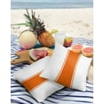 thumbnail image 3 of Pack of 2 Outdoor Pillow Covers, Orange White Stripes Minimalist Simple Pattern Waterproof Square Throw Pillowcase Cushion Decorative Pillow Covers for Couch Patio Tent, 20x20 in, 3 of 6