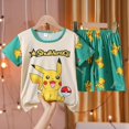 thumbnail image 1 of Pijamas de dibujos animados de Pokémon para niños y niñas, Conjunto de pijama de algodón de manga corta con pantalones cortos de Pikachu para verano, 1 of 3