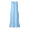 thumbnail image 6 of Maxi Dresses for Women Plus Size with Pockets Solid Color Sleeveless V-Neck Side Slit Backless Comfortable Casual Loose Beach Vacation Outdoor Shift Dresses, 6 of 10