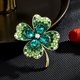 thumbnail image 3 of Broche elegante de trébol con diamantes de imitación, Pin de solapa de trébol irlandés, recuerdo irlandés, Pin de cristal verde brillante para chaquetas, bolsos, mochilas, 3 of 5