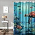 thumbnail image 2 of Orinice  Teal Sea Turtle Shower Curtain Set, Beach Coastal Theme Shower Curtains for Bathroom Ocean Nautical Beachy Turtle Bathroom Decor Polyester Fabric 69x72, 2 of 7