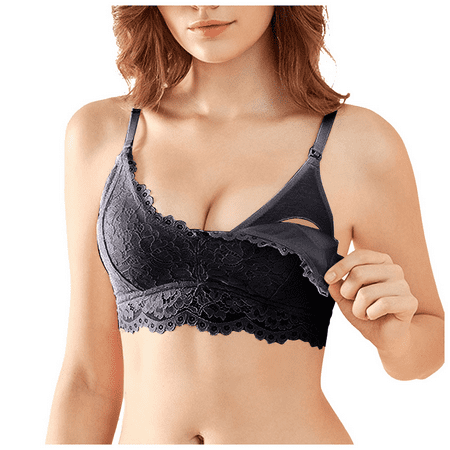 Maternity Nursing Bras Breastfeeding Adjustable Wireless Lace Bralette Comfortable Pumping Bras for Women No Underwire
