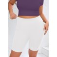 thumbnail image 2 of SHOWMALL Plus Biker Shorts for Women High Waist 8" Tummy Control Soft Athletic Yoga Workout Running Gym Shorts White 2X, 2 of 10