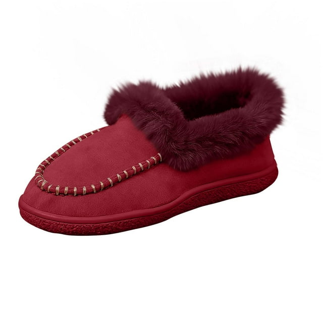 Chaussures Décontractées pour Femmes Couleur Vin à Bout Rond et à Enfiler, Chaudes pour un Usage Quotidien et la Détente